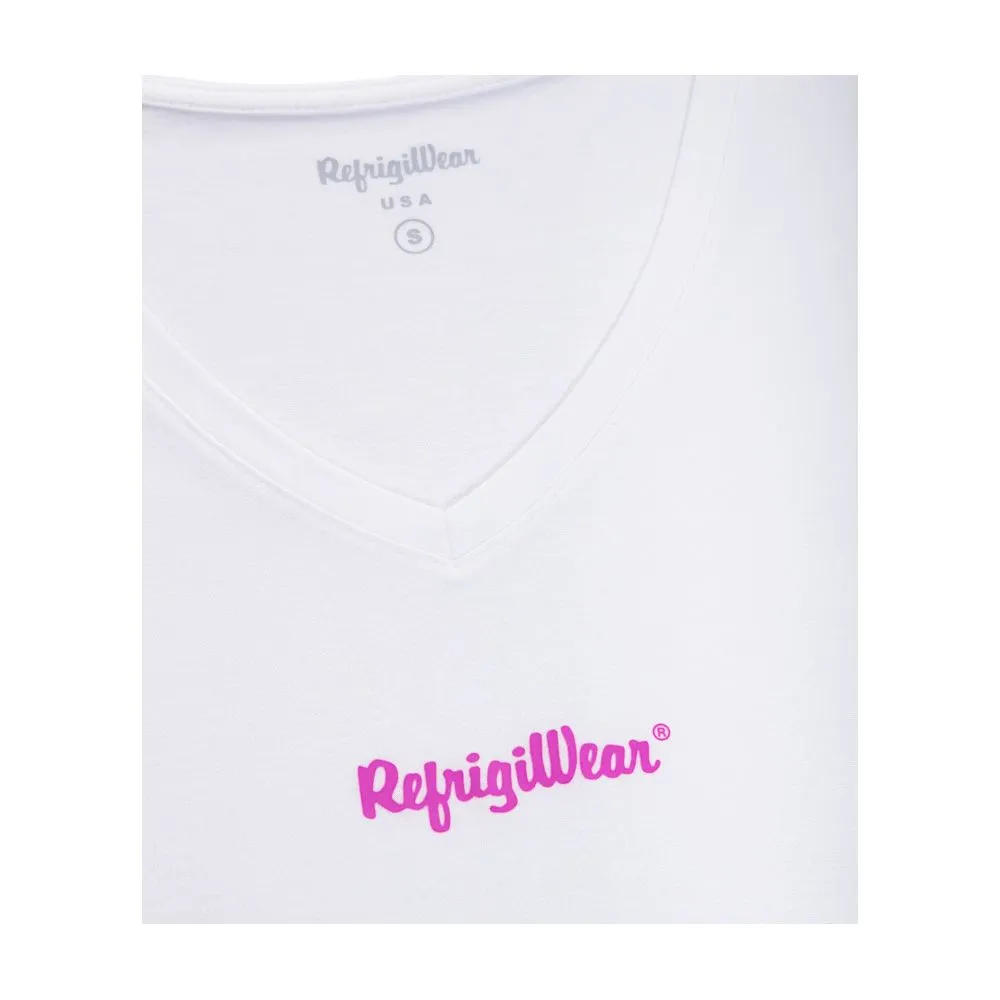 Elegant V-Neck Logo Tee in Pristine White sold by Louxly product image thumbnail 3