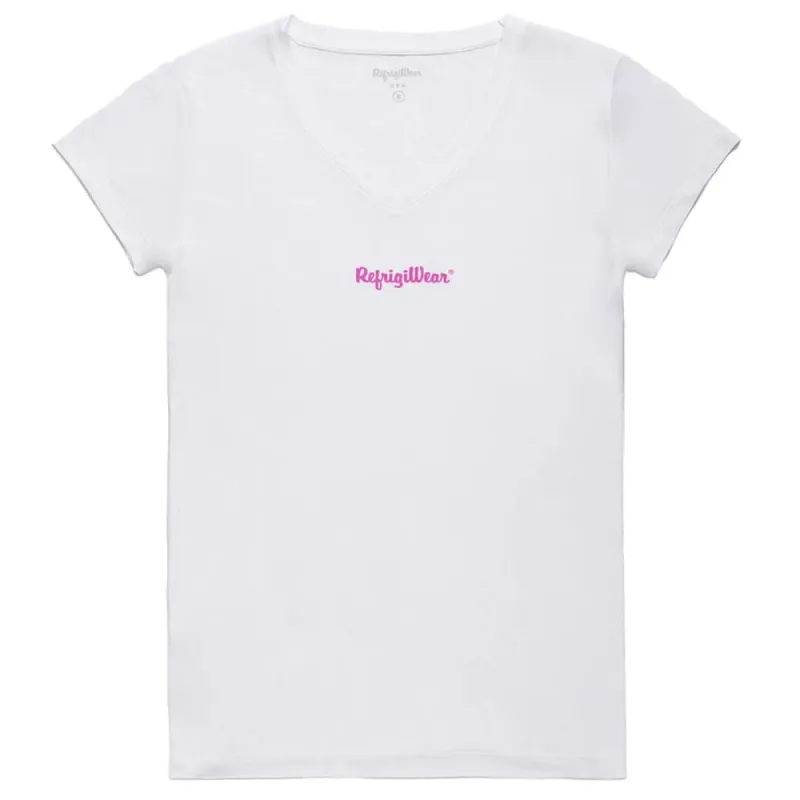 Elegant V-Neck Logo Tee in Pristine White sold by Louxly