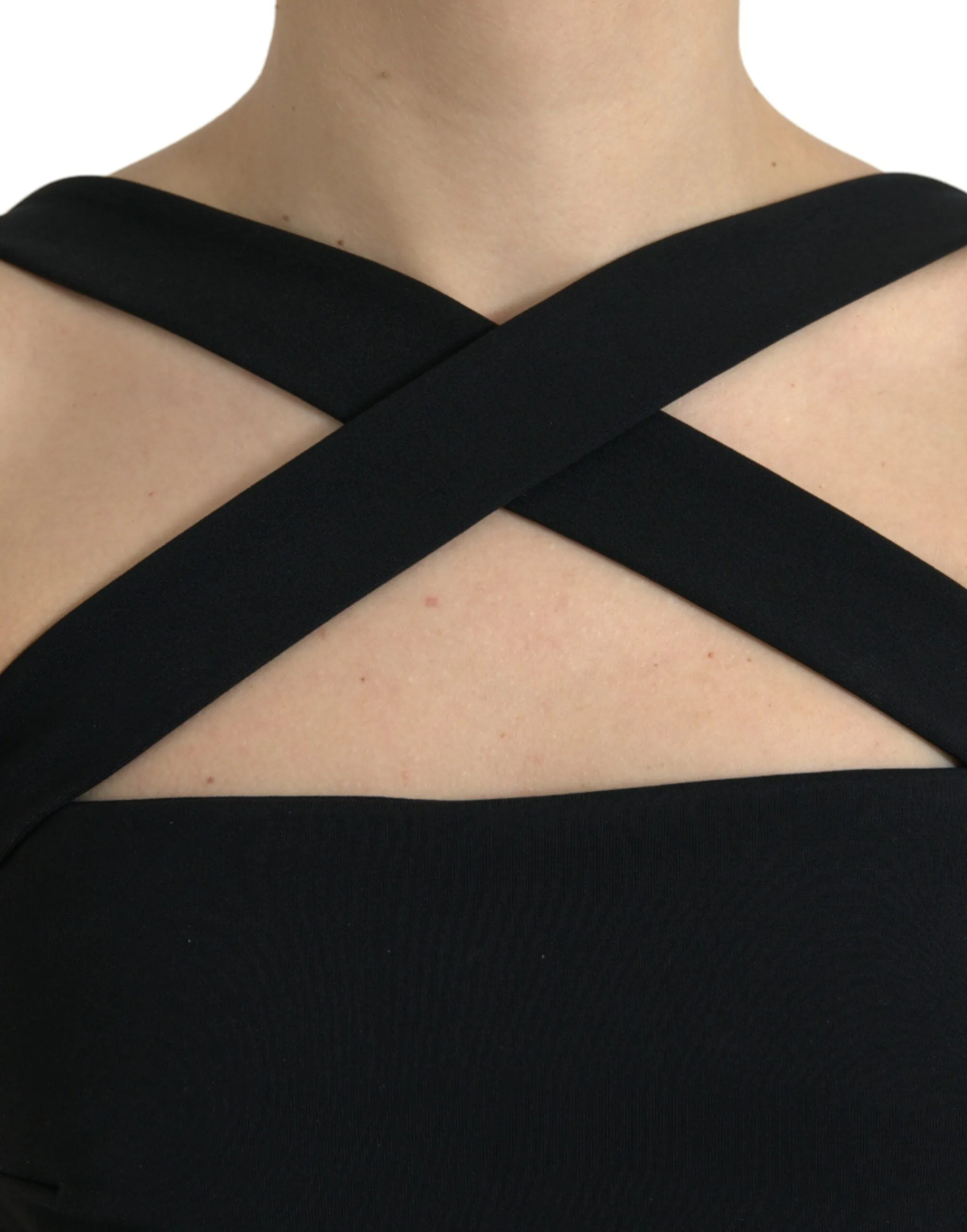 Elegant Black Sheath Halter Midi Dress sold by Louxly product image thumbnail 4