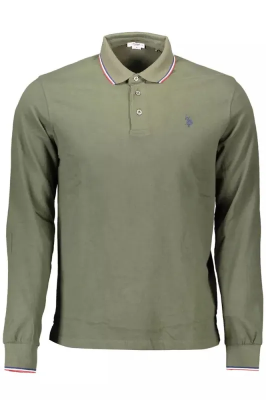 Chic Green Cotton Polo with Contrasting Details sold by Louxly