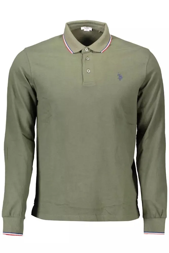 Chic Green Cotton Polo with Contrasting Details sold by Louxly