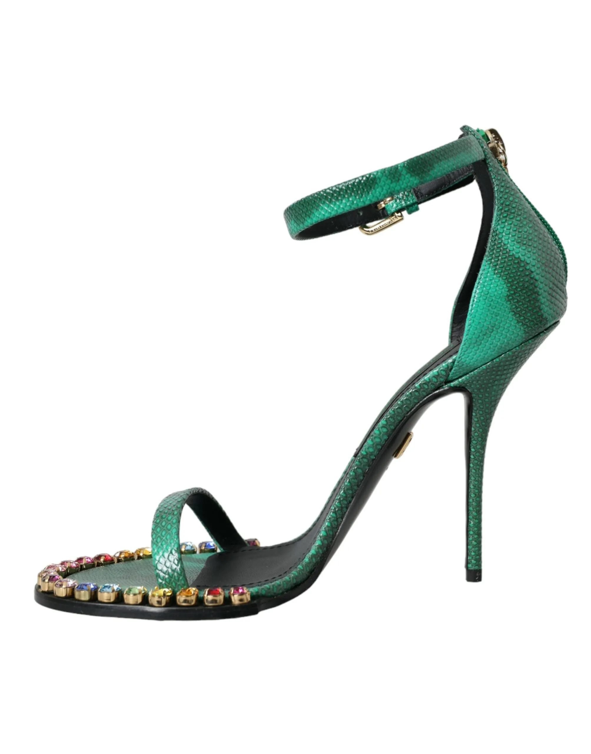 Green Exotic Leather Crystal Sandals Shoes sold by Louxly product image thumbnail 5