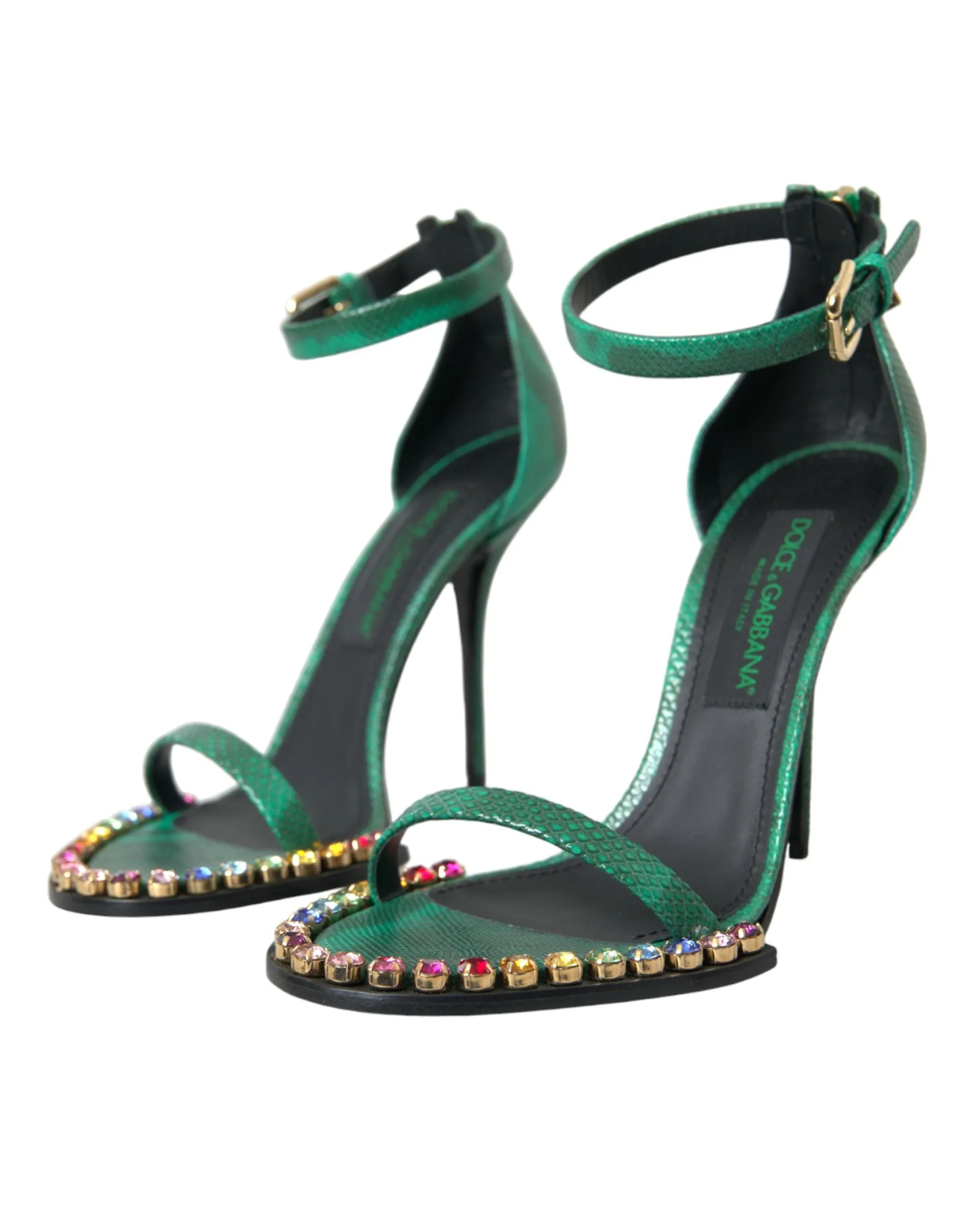 Green Exotic Leather Crystal Sandals Shoes sold by Louxly product image thumbnail 3