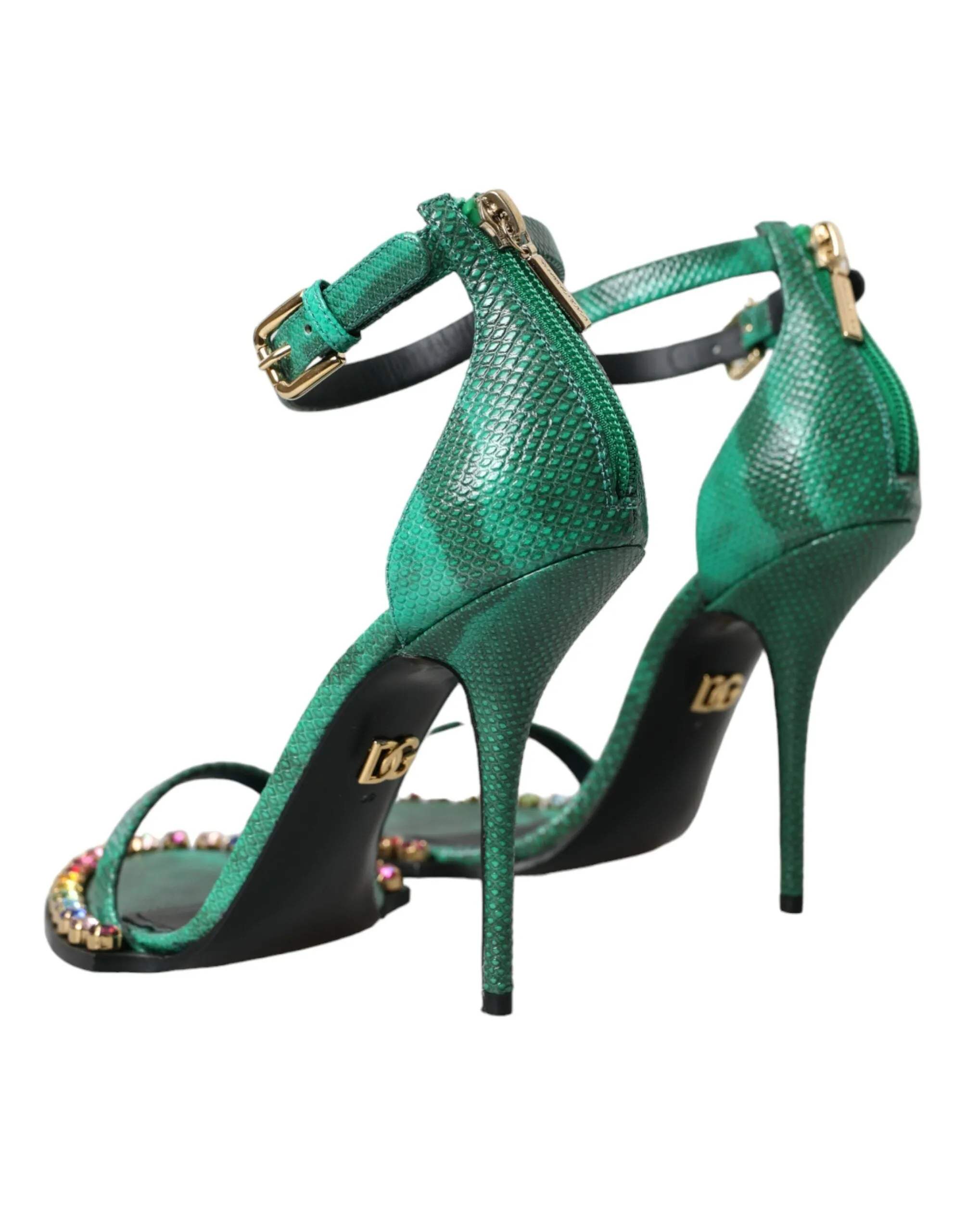 Green Exotic Leather Crystal Sandals Shoes sold by Louxly product image thumbnail 4