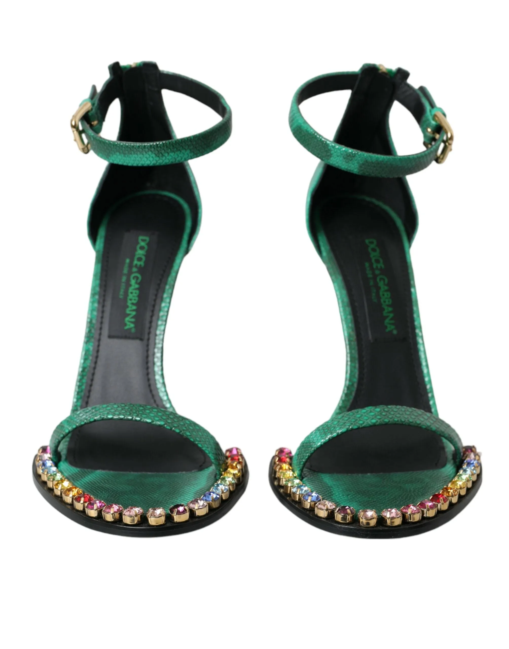 Green Exotic Leather Crystal Sandals Shoes sold by Louxly product image thumbnail 2