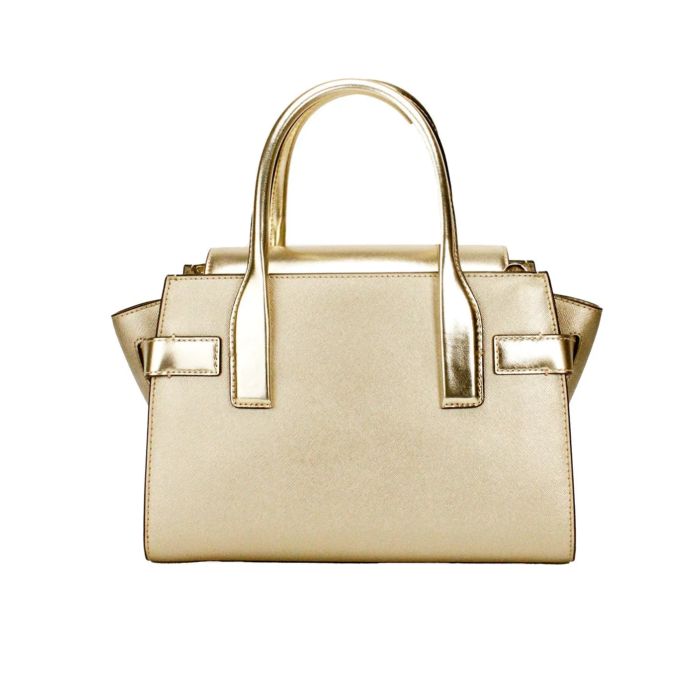 Carmen Medium Pale Gold Saffiano Leather Satchel Purse Bag sold by Louxly product image thumbnail 3