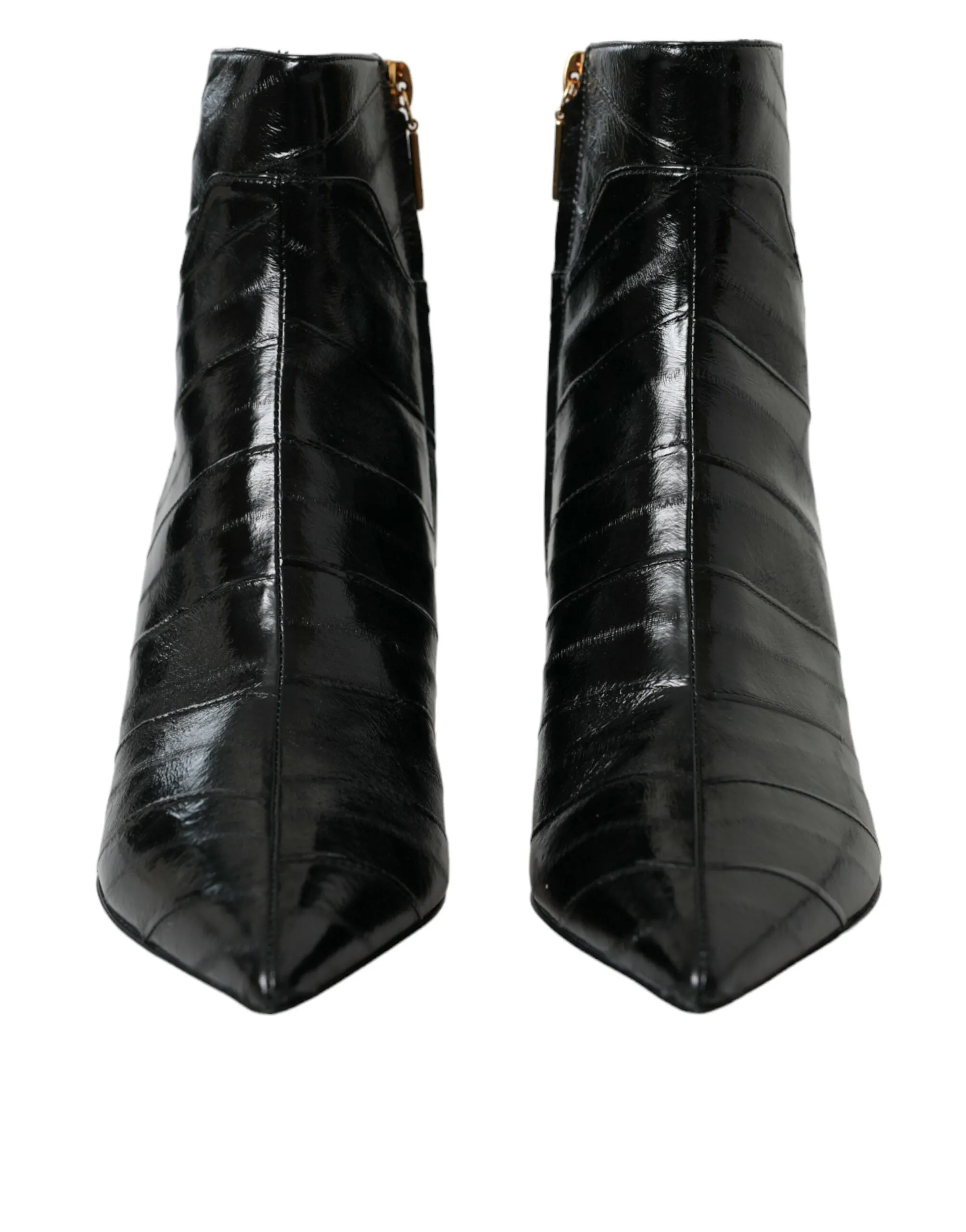 Black Eel Leather Logo Short Boots Shoes sold by Louxly product image thumbnail 2