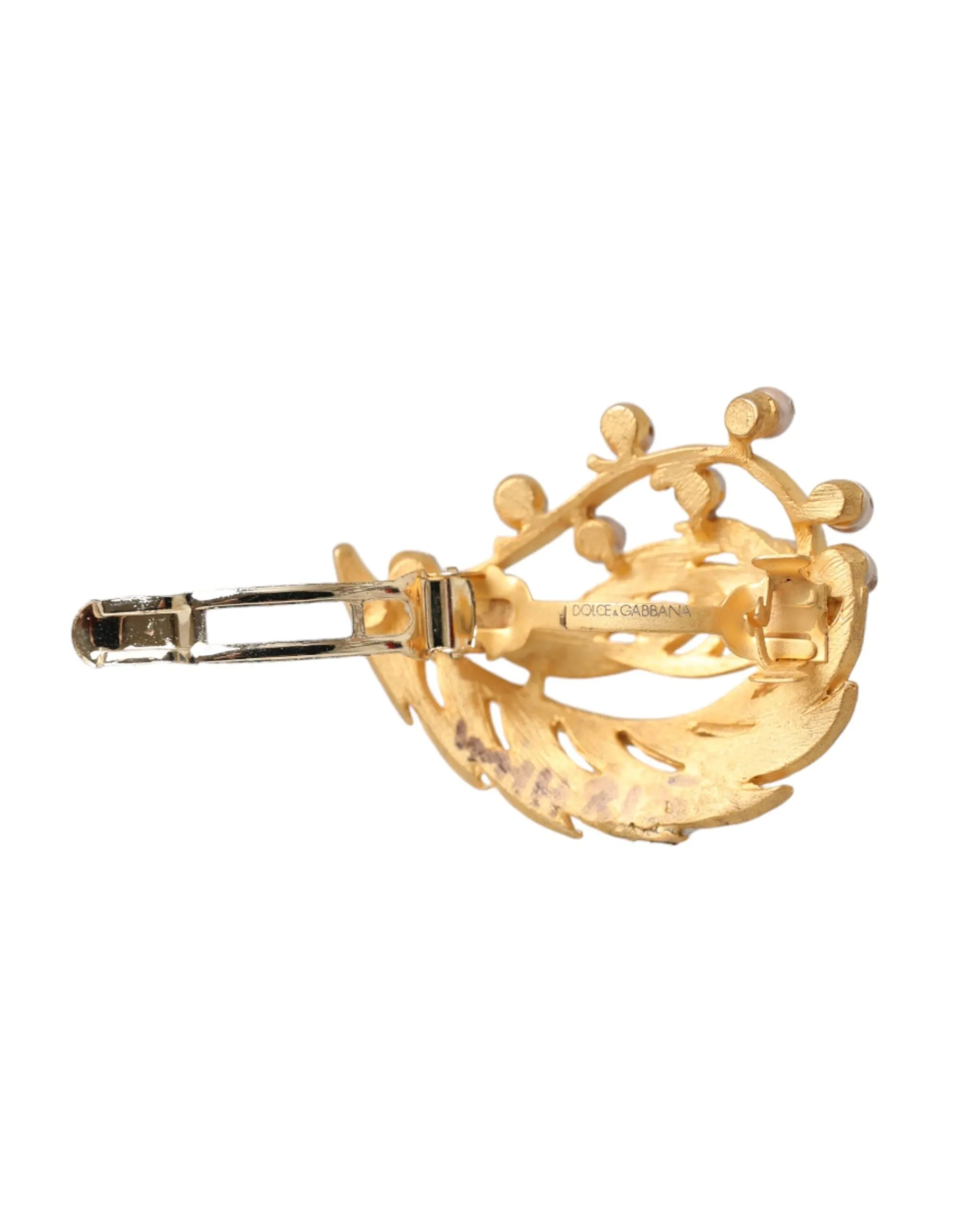 Gold Brass Leaf Embellished Jewelry Brooch Hair Pin sold by Louxly product image thumbnail 4