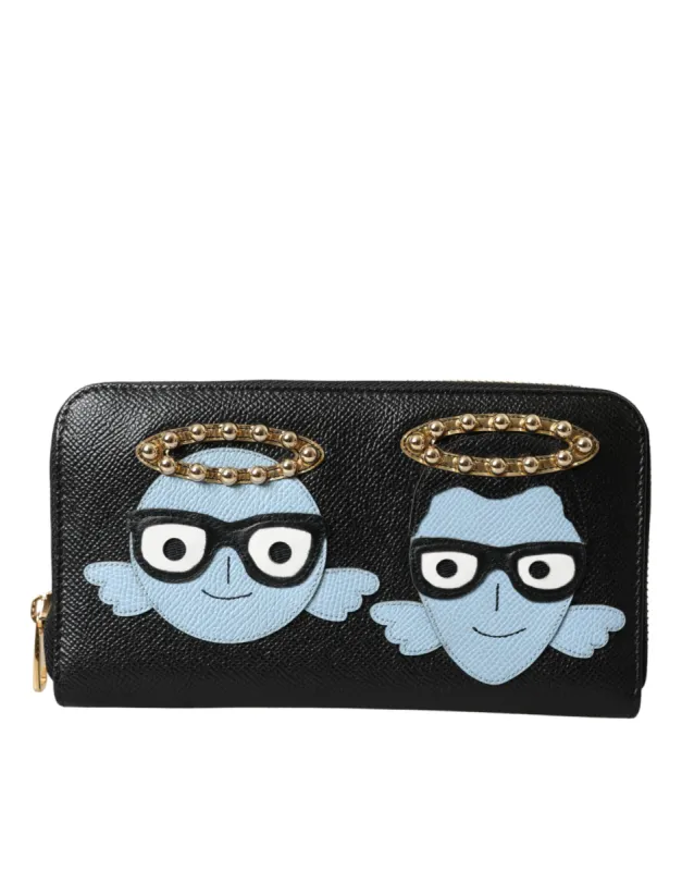 Black Blue Leather #DGFAMILY Zipper Continental Men Wallet sold by Louxly