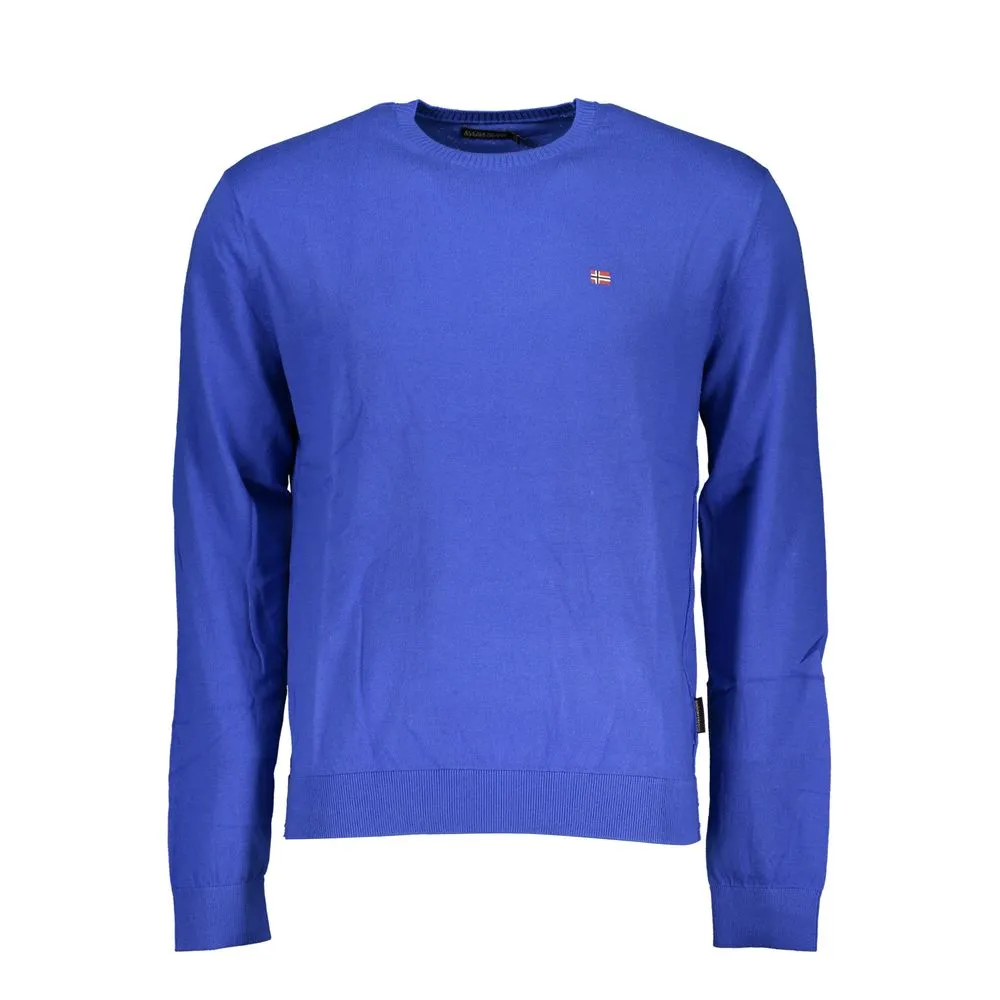 Chic Blue Crew Neck Embroidered Sweater sold by Louxly