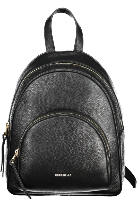Elegant Black Leather Backpack made by Louxly