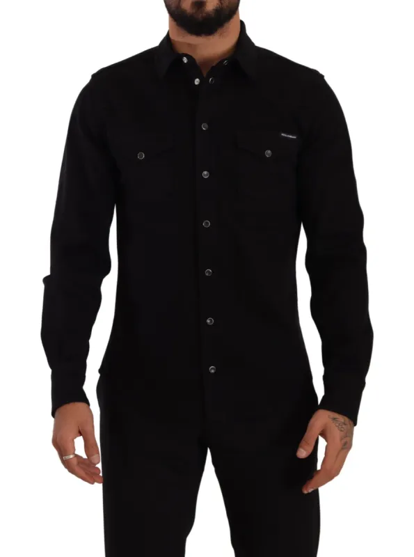 Slim Fit Casual Black Designer Shirt sold by Louxly