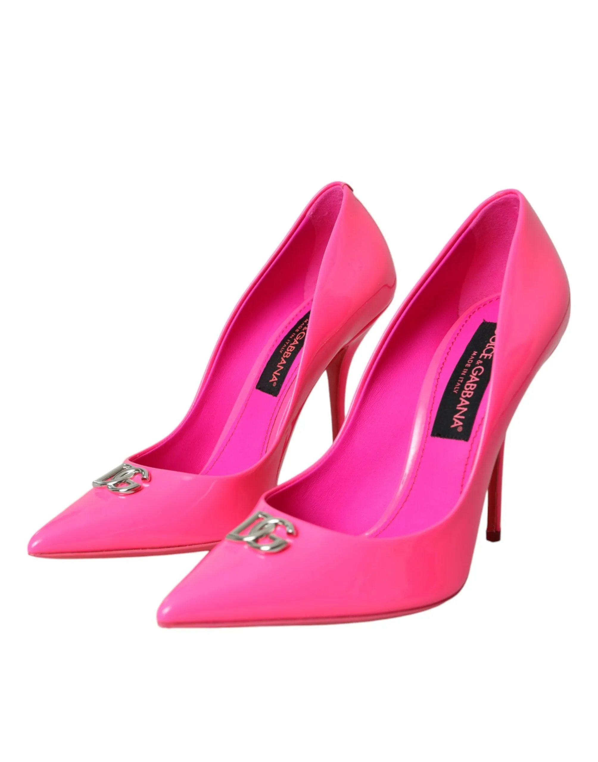 Neon Pink Leather Logo Pumps Heels Shoes sold by Louxly product image thumbnail 3