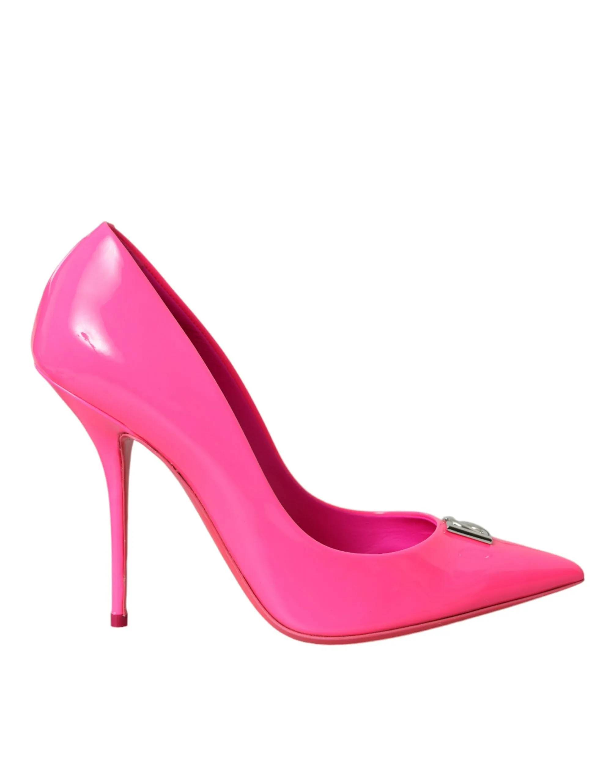 Neon Pink Leather Logo Pumps Heels Shoes sold by Louxly