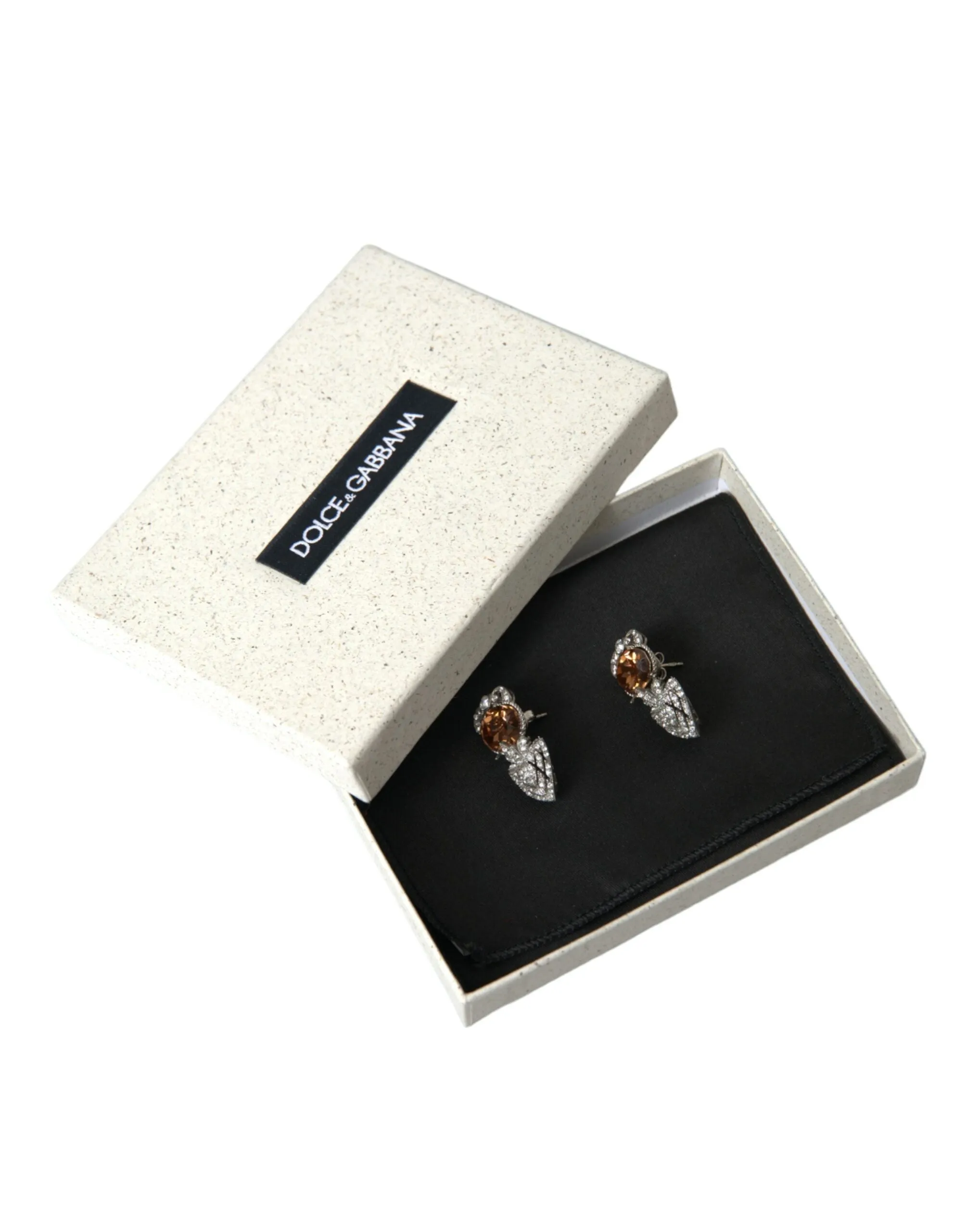 Orange Crystal Screw Back 925 Sterling Silver Earrings sold by Louxly product image thumbnail 5
