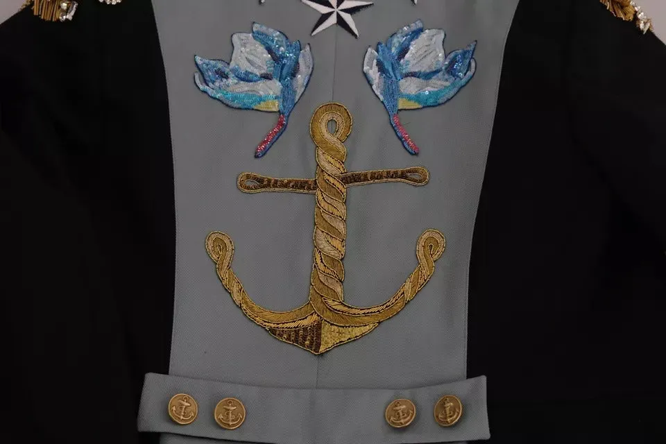 Blue Button Crystal Embellished Cotton Jacket sold by Louxly product image thumbnail 5