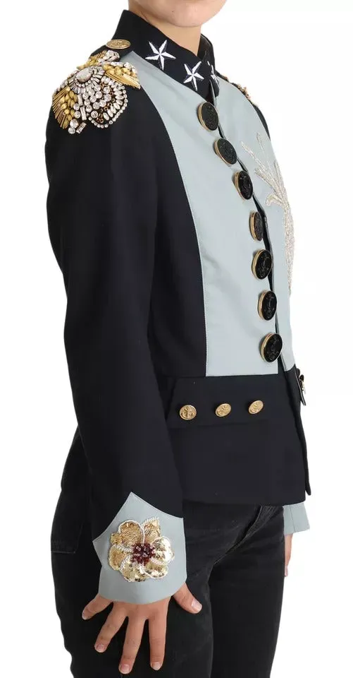 Blue Button Crystal Embellished Cotton Jacket sold by Louxly product image thumbnail 2