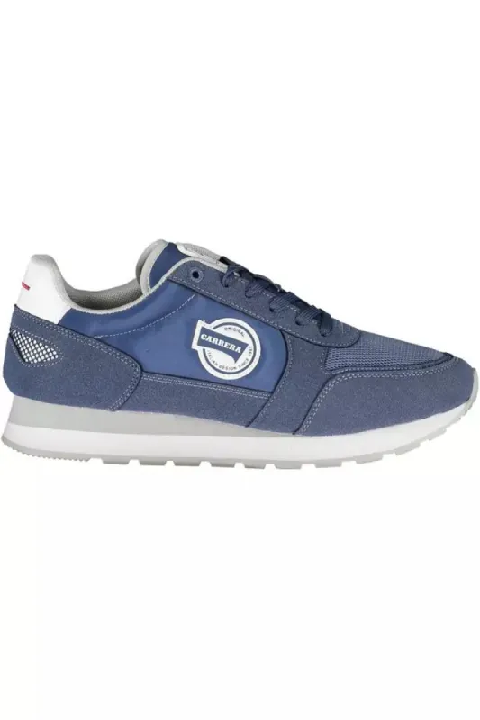 Sleek Blue Sneakers with Eco-Leather Detailing sold by Louxly