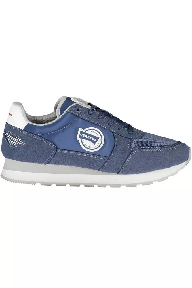 Sleek Blue Sneakers with Eco-Leather Detailing sold by Louxly