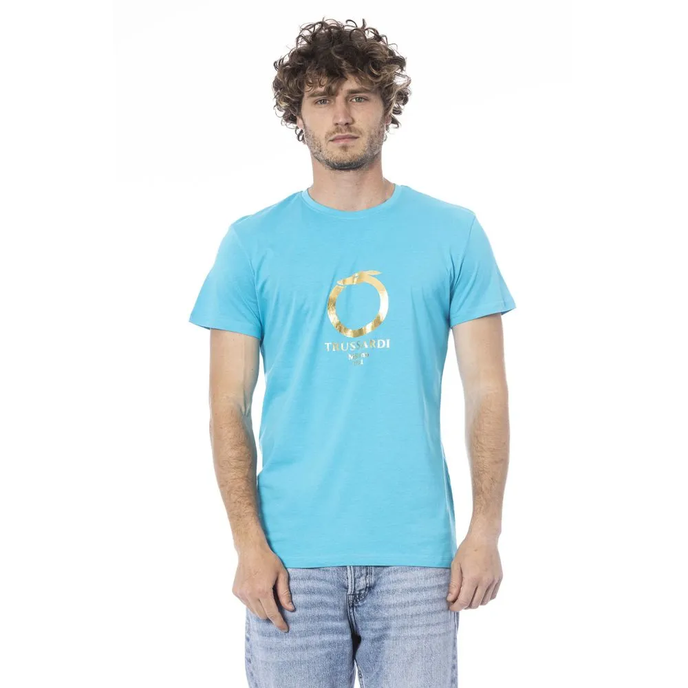 Light Blue Cotton T-Shirt sold by Louxly