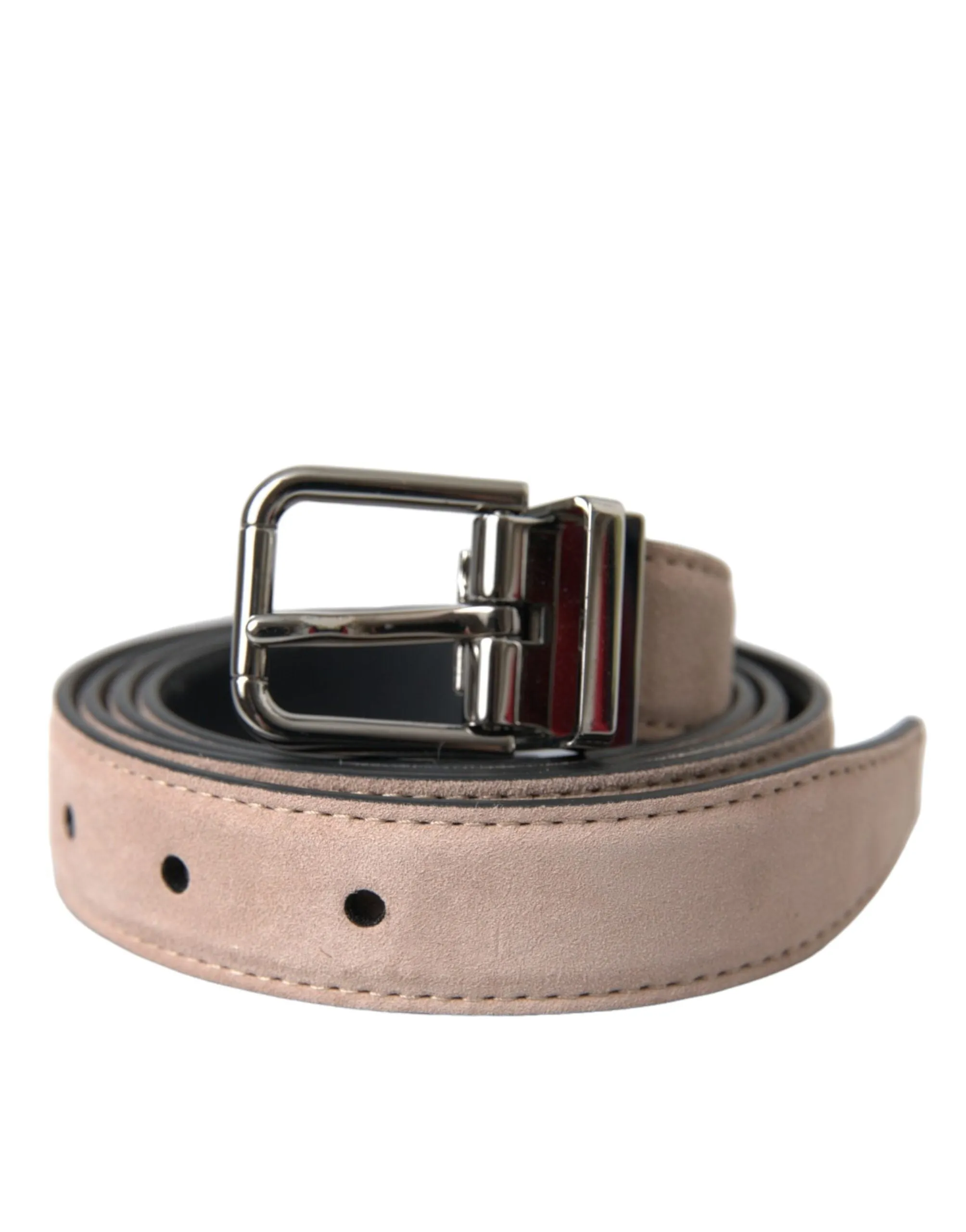 Beige Suede Leather Silver Buckle Belt Men sold by Louxly