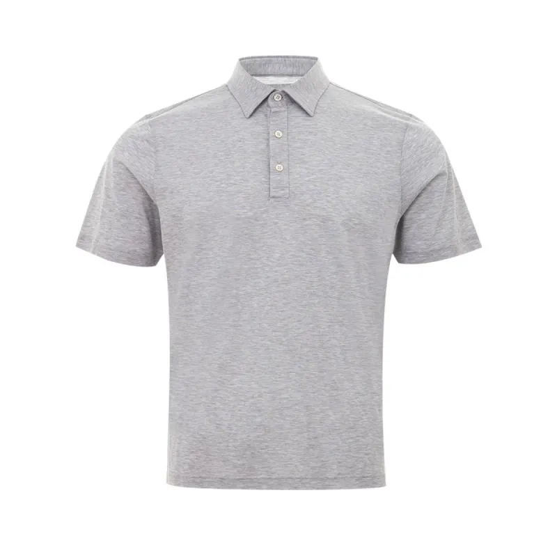 Elegant Gray Cotton Polo Shirt sold by Louxly