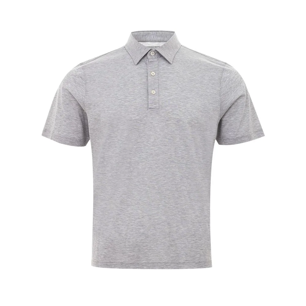 Elegant Gray Cotton Polo Shirt sold by Louxly