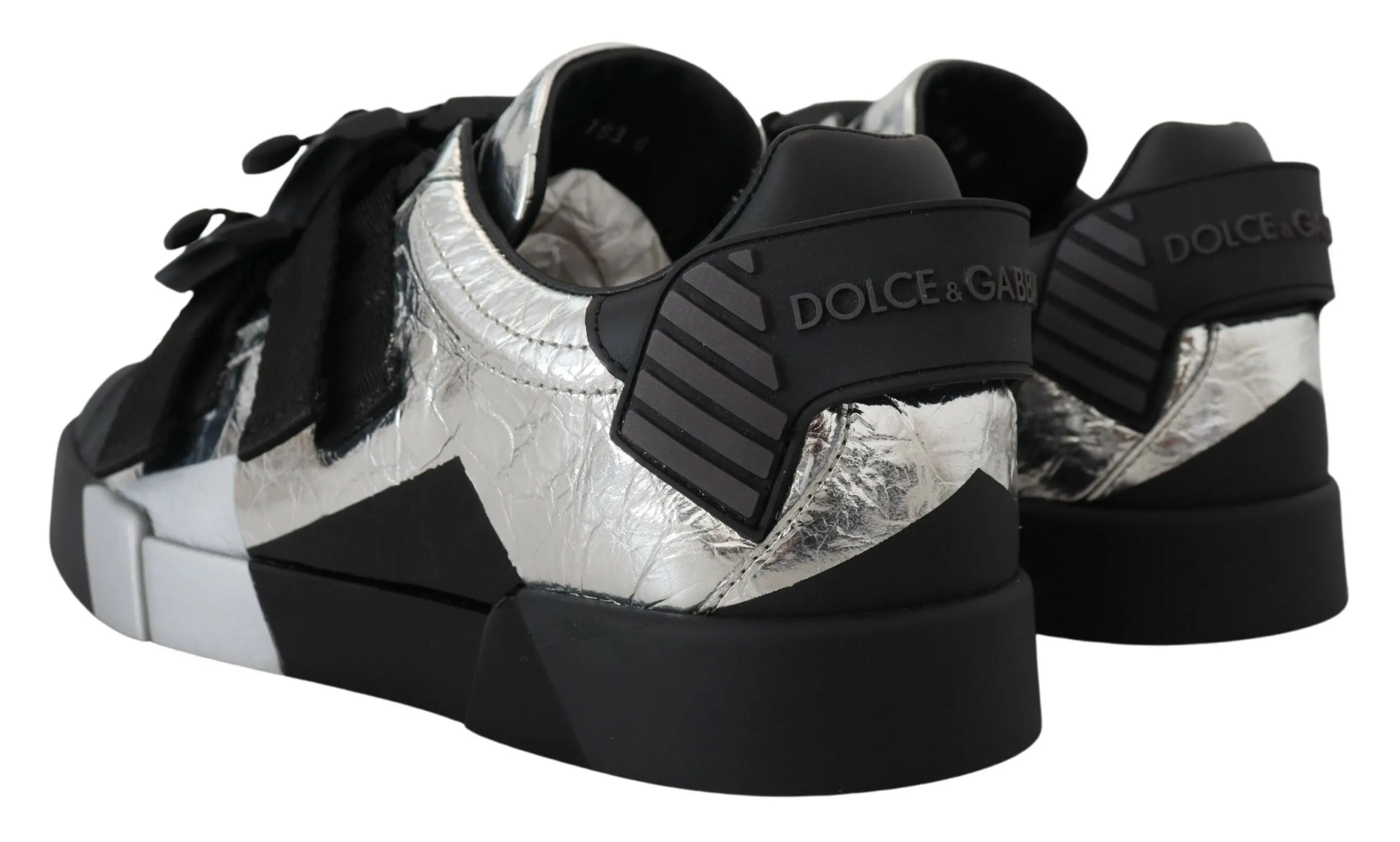 Exclusive Silver and Black Low Top Leather Sneakers sold by Louxly product image thumbnail 3