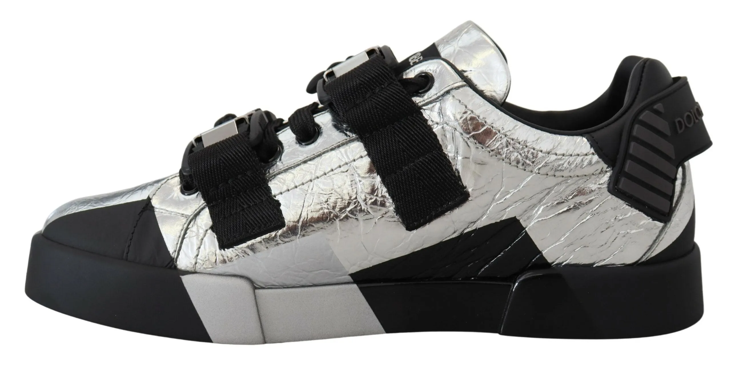 Exclusive Silver and Black Low Top Leather Sneakers sold by Louxly product image thumbnail 4