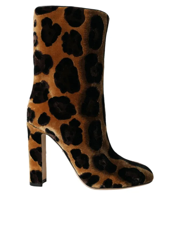 Brown Giraffe Leather Mid Calf Boots Shoes sold by Louxly