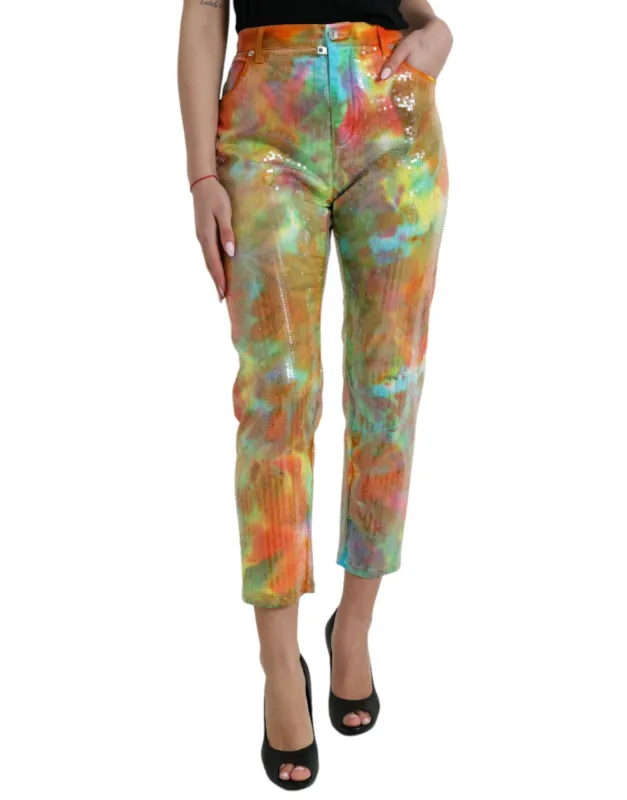 Multicolor High Waist Cropped Pants sold by Louxly