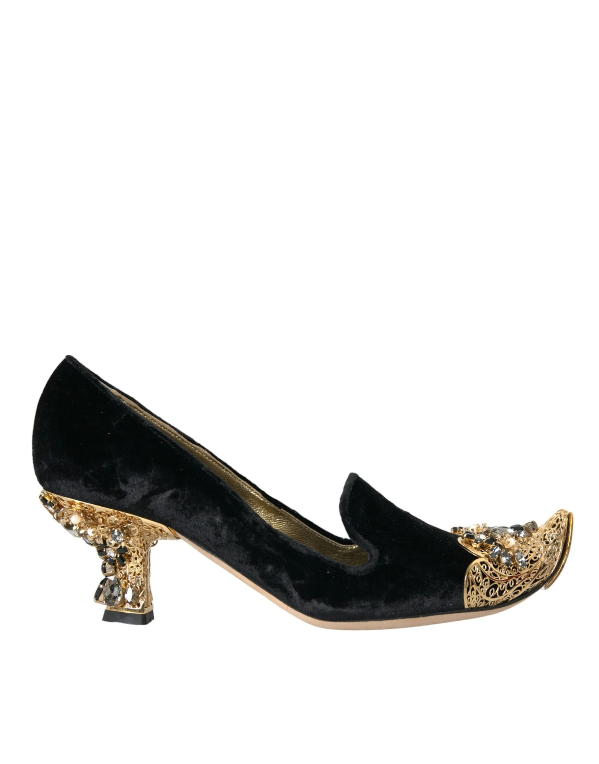 Black Velvet Embellished Heels Pumps Shoes sold by Louxly