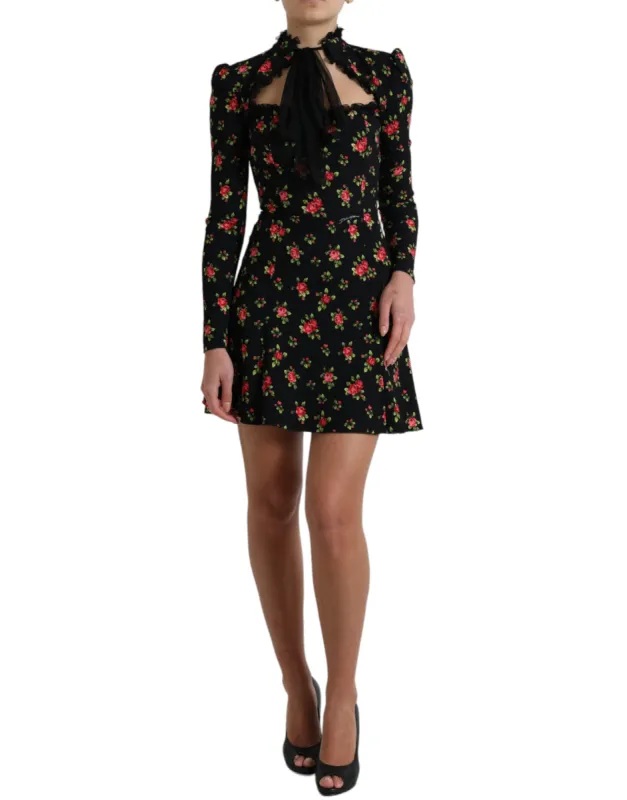 Elegant Floral A-Line Mini Dress sold by Louxly