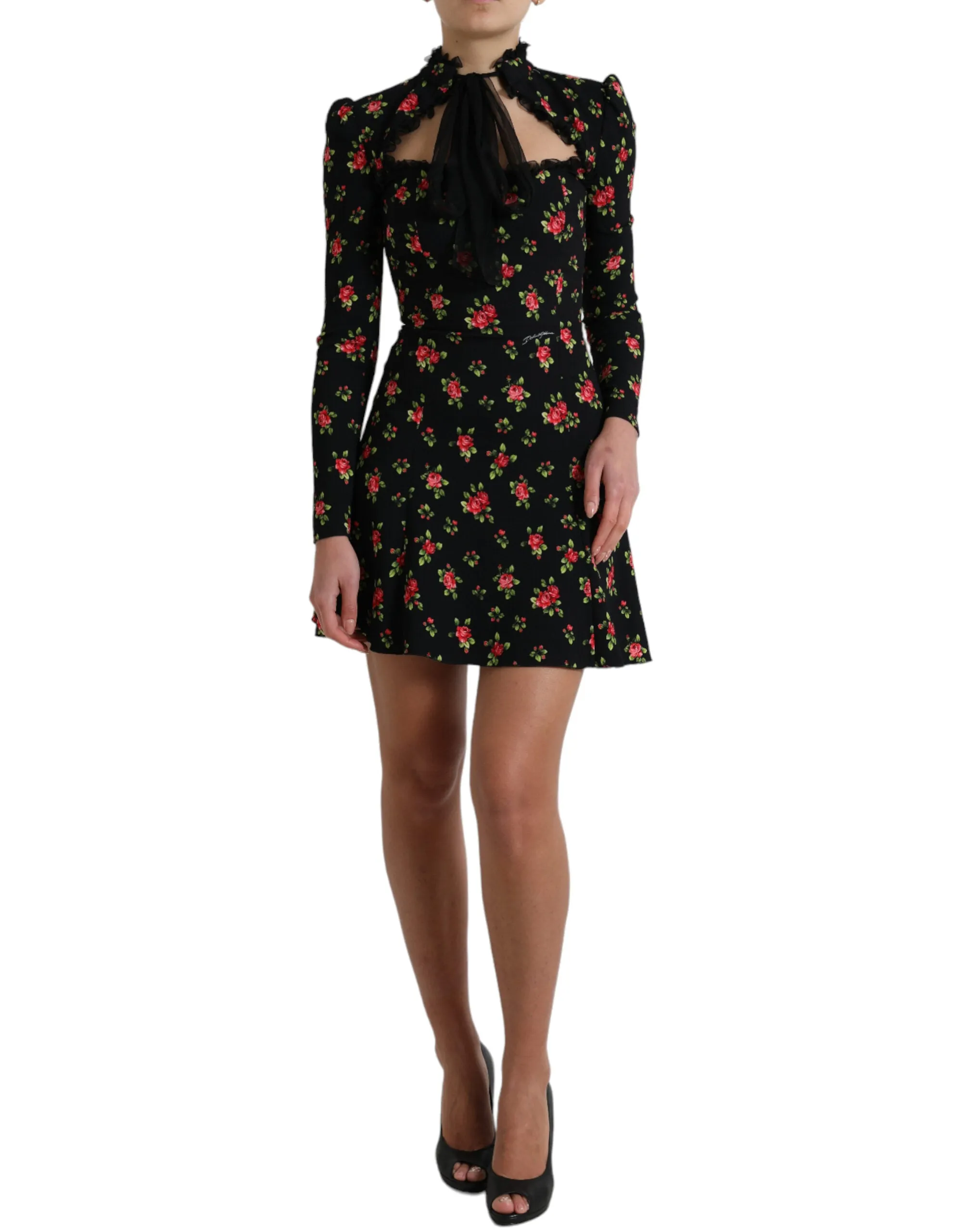 Elegant Floral A-Line Mini Dress sold by Louxly