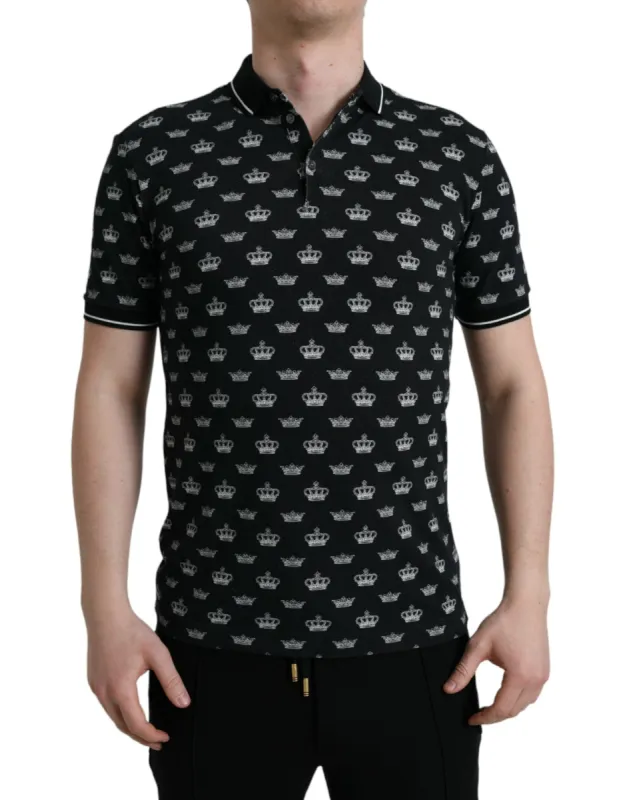 Elegant Crown Motif Cotton Polo Tee sold by Louxly