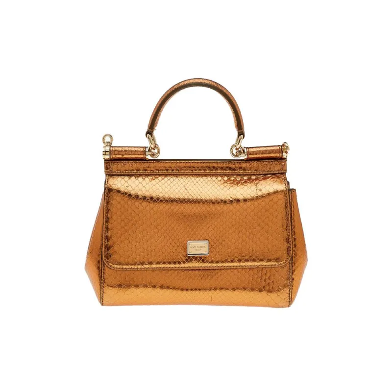 Yellow Pitone Laminato Handbag sold by Louxly