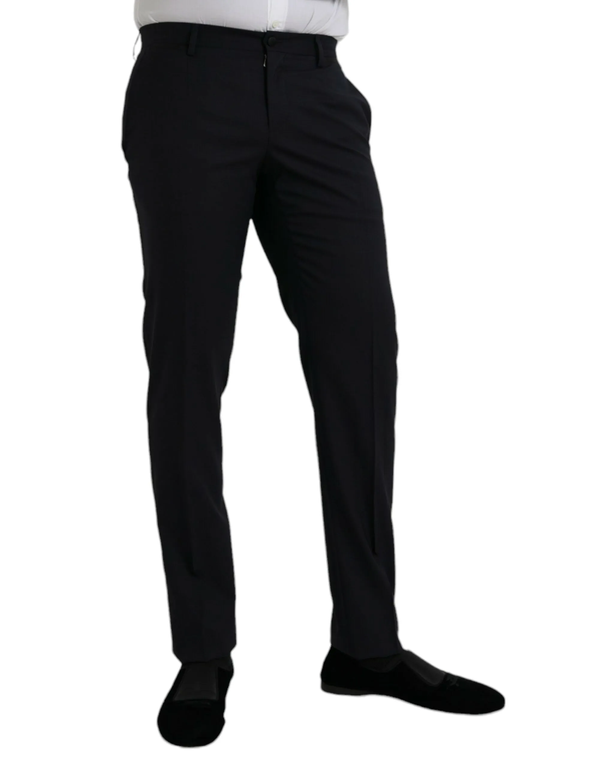 Dark Blue Wool Slim Fit Formal Pants sold by Louxly product image thumbnail 2