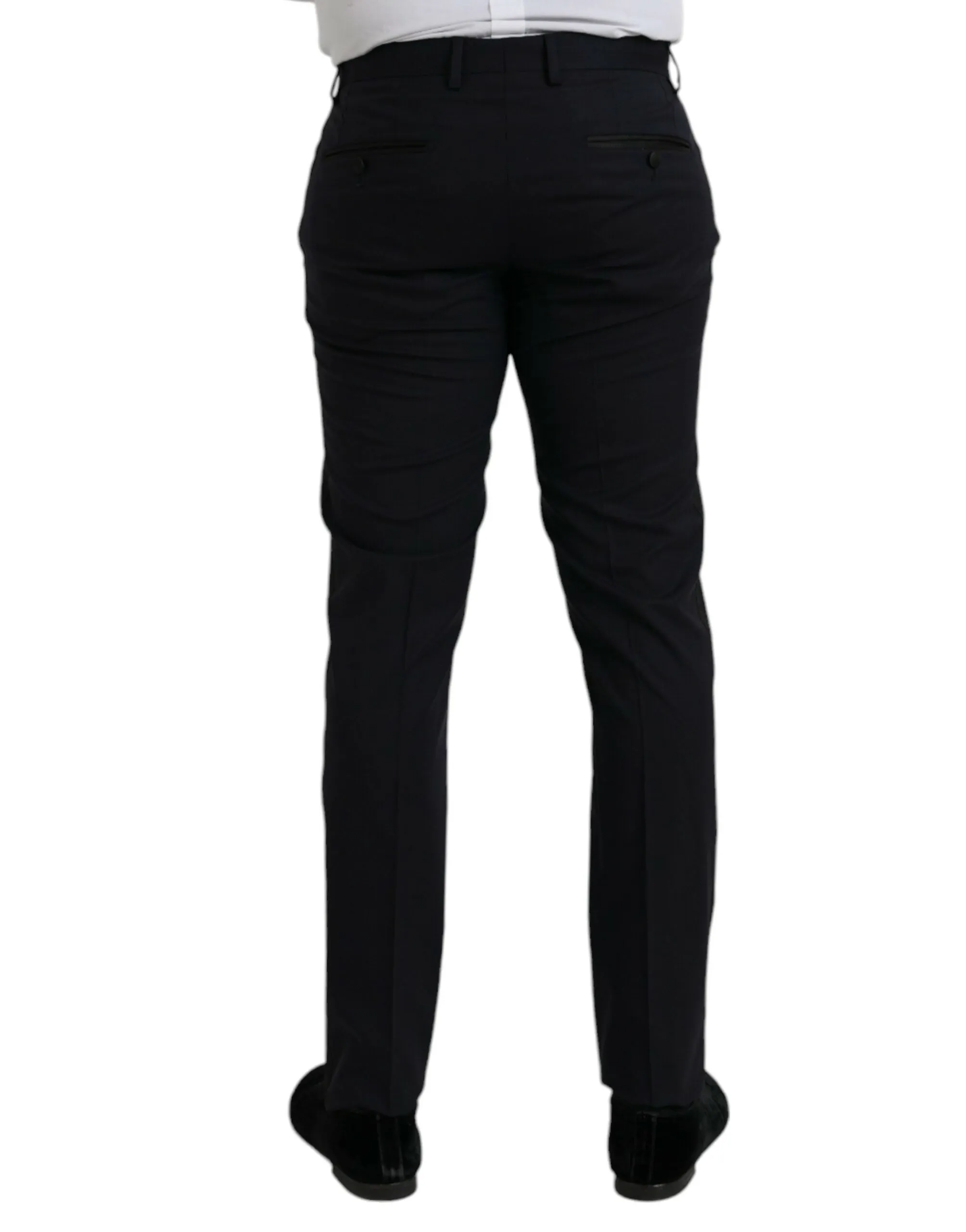 Dark Blue Wool Slim Fit Formal Pants sold by Louxly product image thumbnail 3