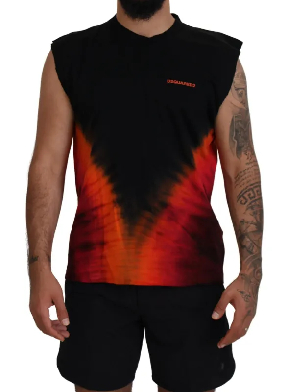 Black Orange Cotton Sleeveless Tank T-shirt sold by Louxly