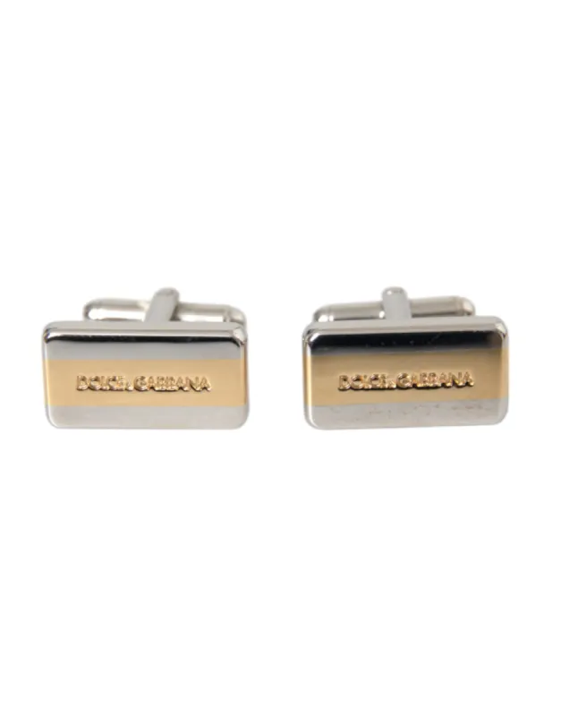 Silver Gold Plated Brass DG Logo Pin Cufflinks sold by Louxly
