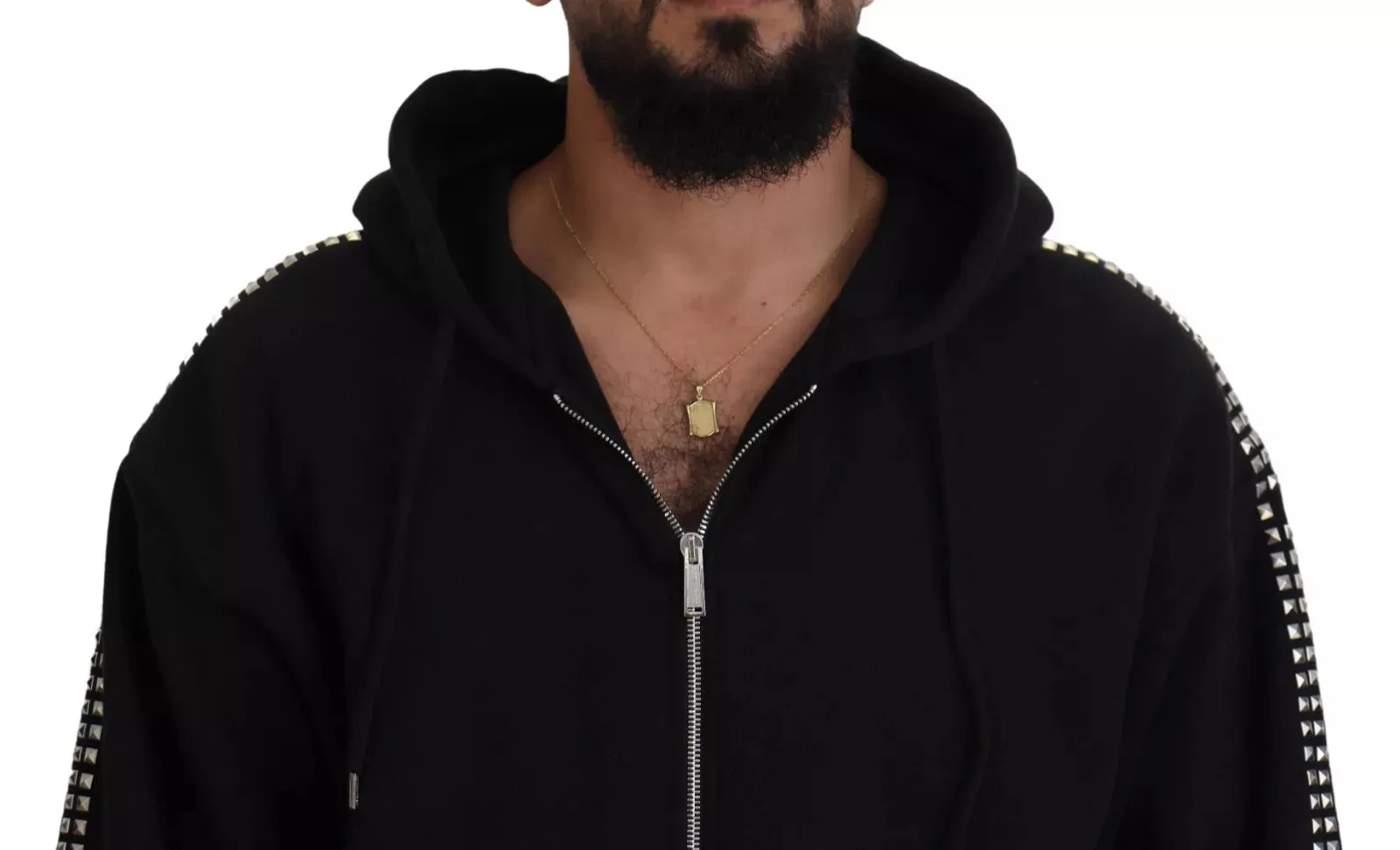 Black Embellished Full Zip Hooded Sweater sold by Louxly product image thumbnail 4