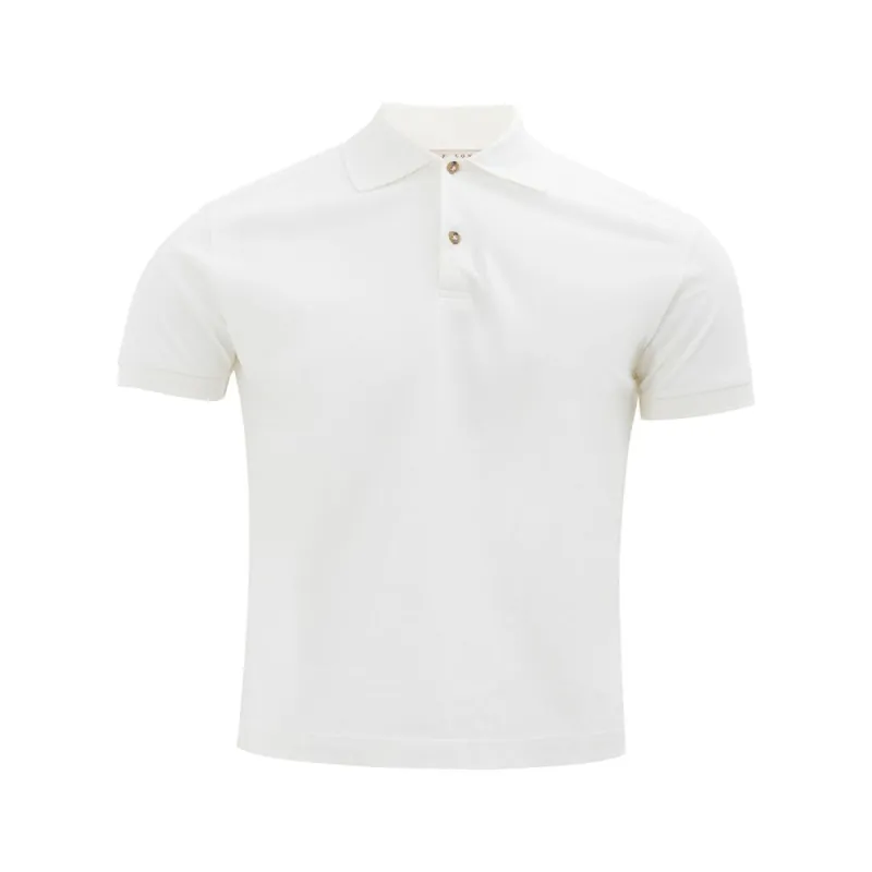 Elegant White Cotton Polo Shirt sold by Louxly