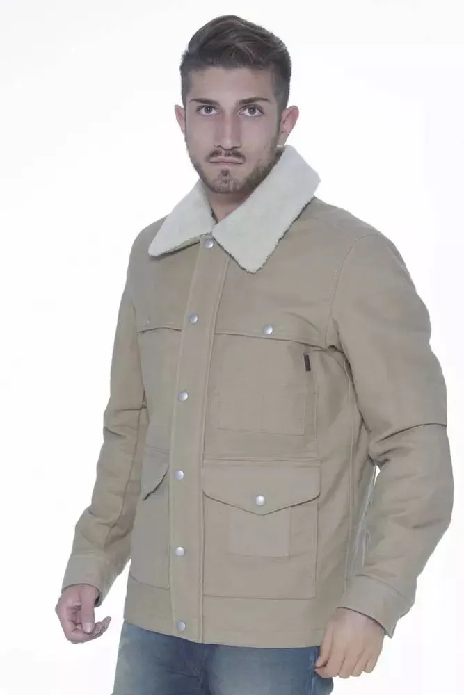 Beige Long-Sleeve Cotton Jacket with Pockets sold by Louxly product image thumbnail 3