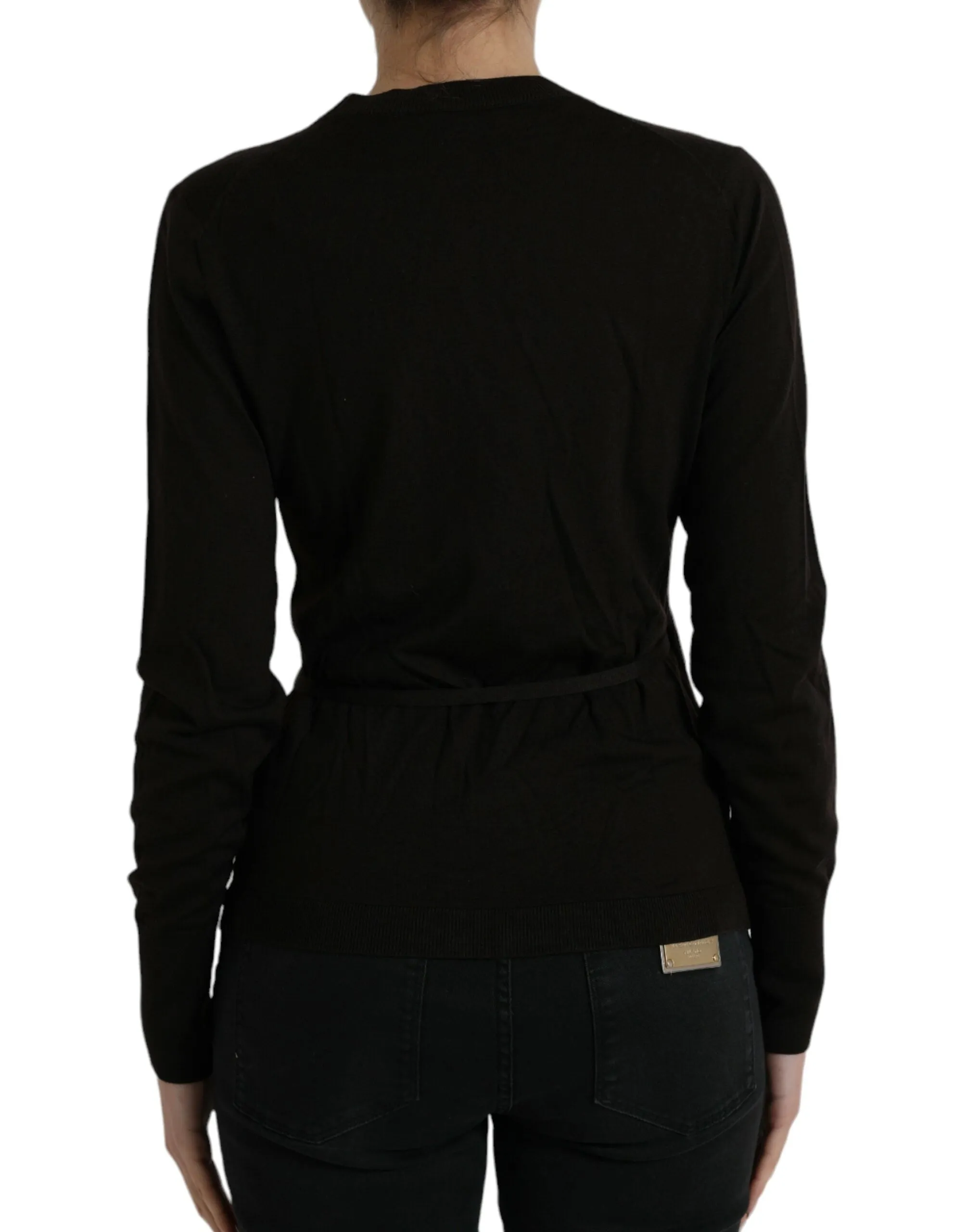 Elegant Black Virgin Wool Cardigan sold by Louxly product image thumbnail 3