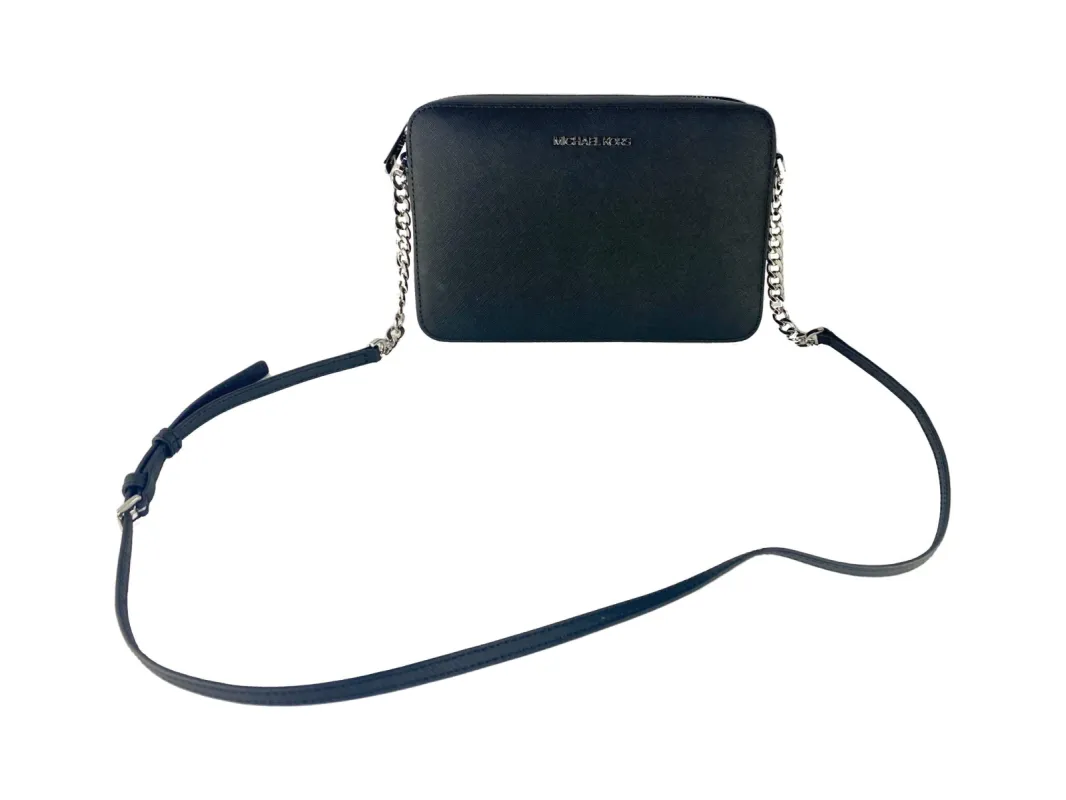 Jet Set Large East West Saffiano Leather Crossbody Bag Handbag (Black Solid/Silver Hardware) sold by Louxly