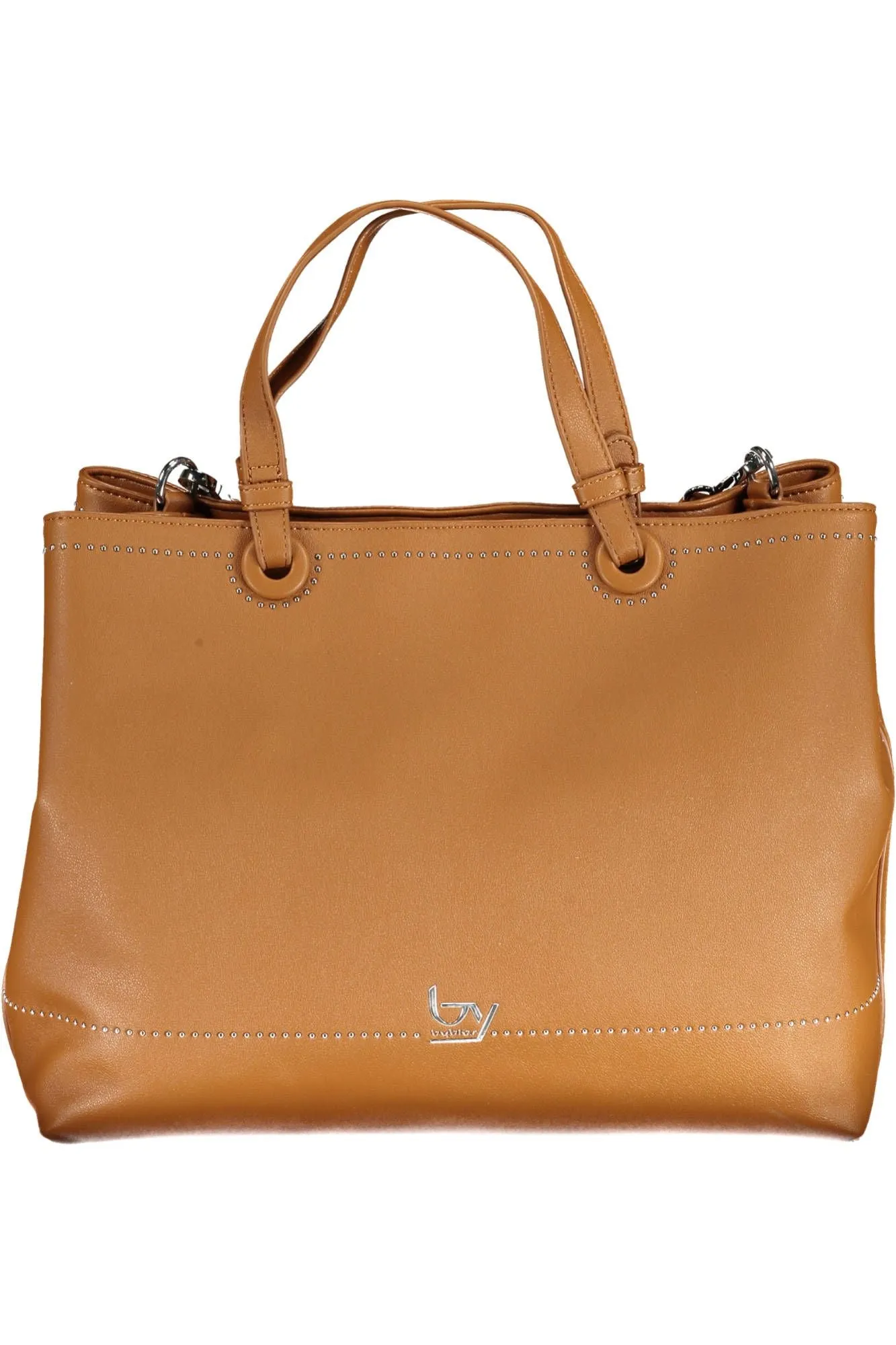 Elegant Two-Tone Brown Handbag with Logo Detail sold by Louxly