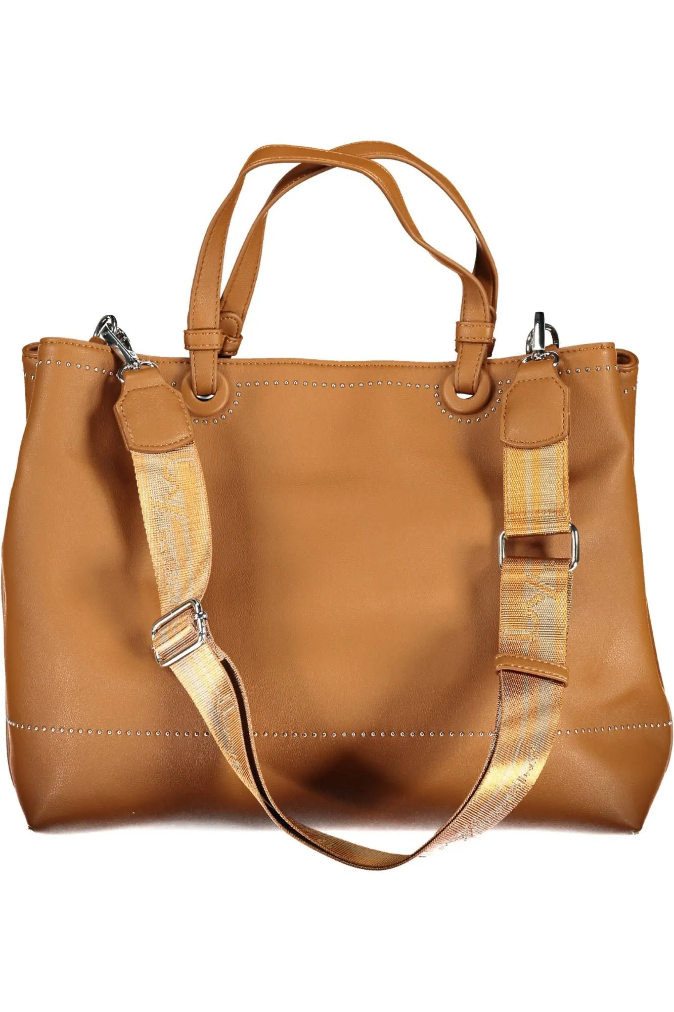 Elegant Two-Tone Brown Handbag with Logo Detail sold by Louxly product image thumbnail 2