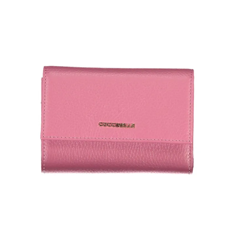 Elegant Pink Leather Wallet with Multiple Compartments sold by Louxly