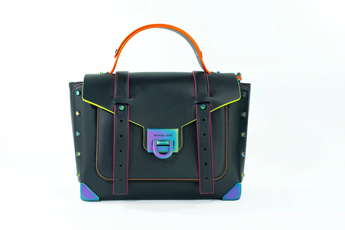Manhattan Medium Black Leather Top Handle Satchel Bag Purse sold by Louxly