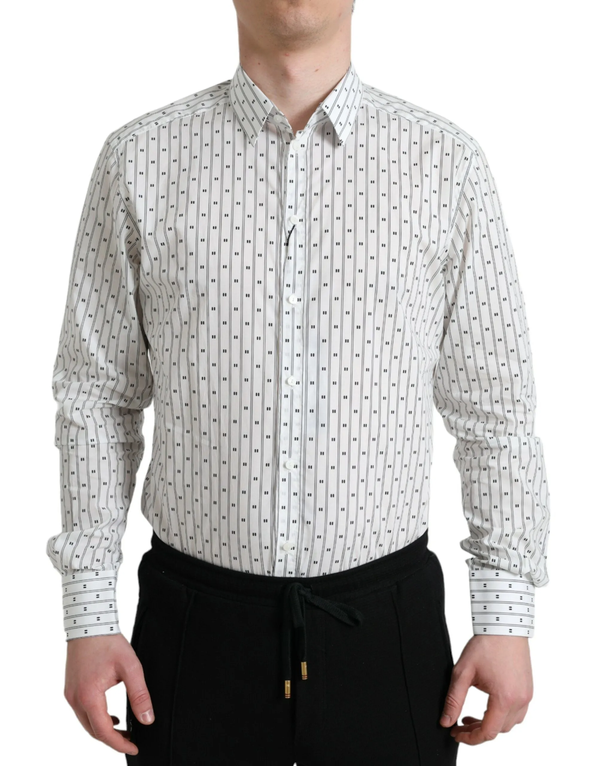 Elegant White Cotton Slim Fit Dress Shirt sold by Louxly